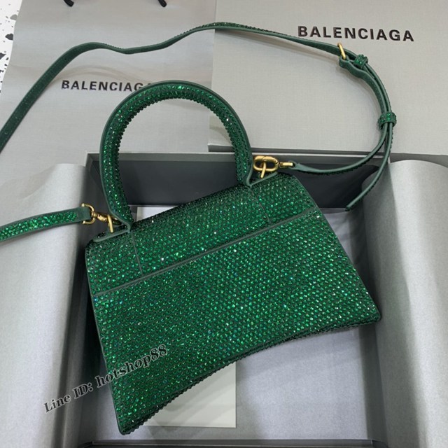 Balenciaga巴黎世家專櫃爆款磨砂綠全鑽小號沙漏包手提肩背包 fyj1805